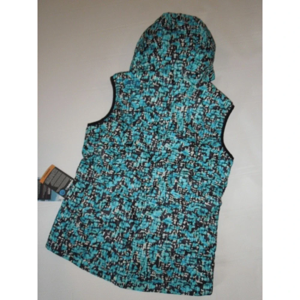 OUTDOOR RESEARCH Women's Aria Print Vest Down Alpine Lake Hooded Black Small‎ S